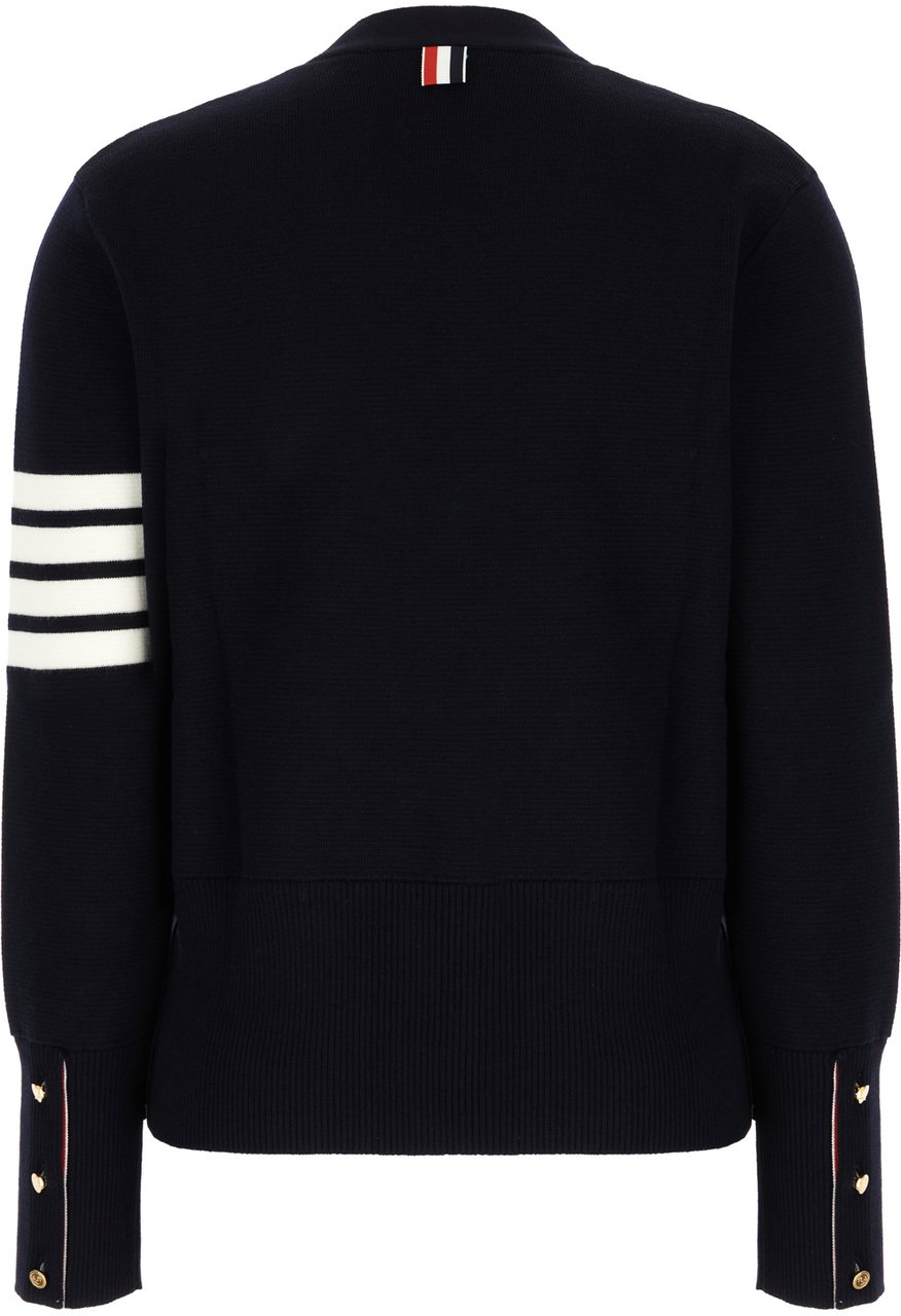 Thom Browne Midnight blue wool cardigan Blauw