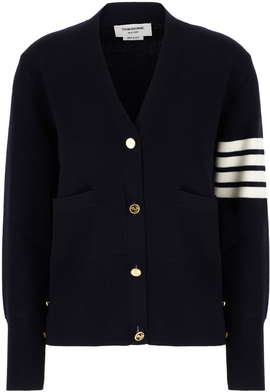 Thom Browne Midnight blue wool cardigan Blauw