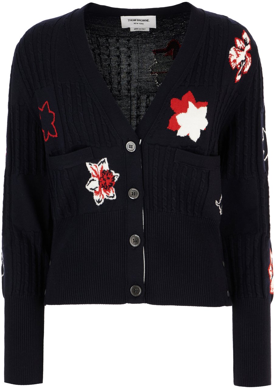 Thom Browne Thom Browne Embroidered wool cardigan Divers