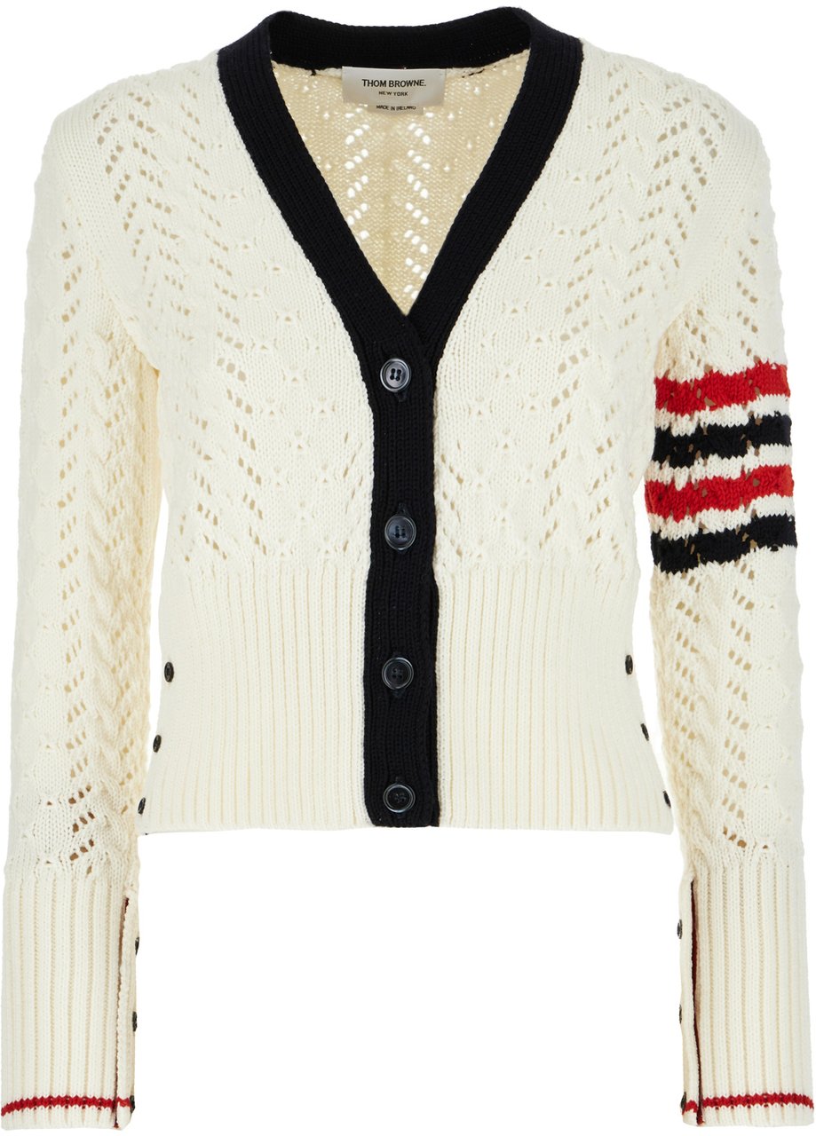 Thom Browne Thom Browne Ivory wool cardigan Neutraal