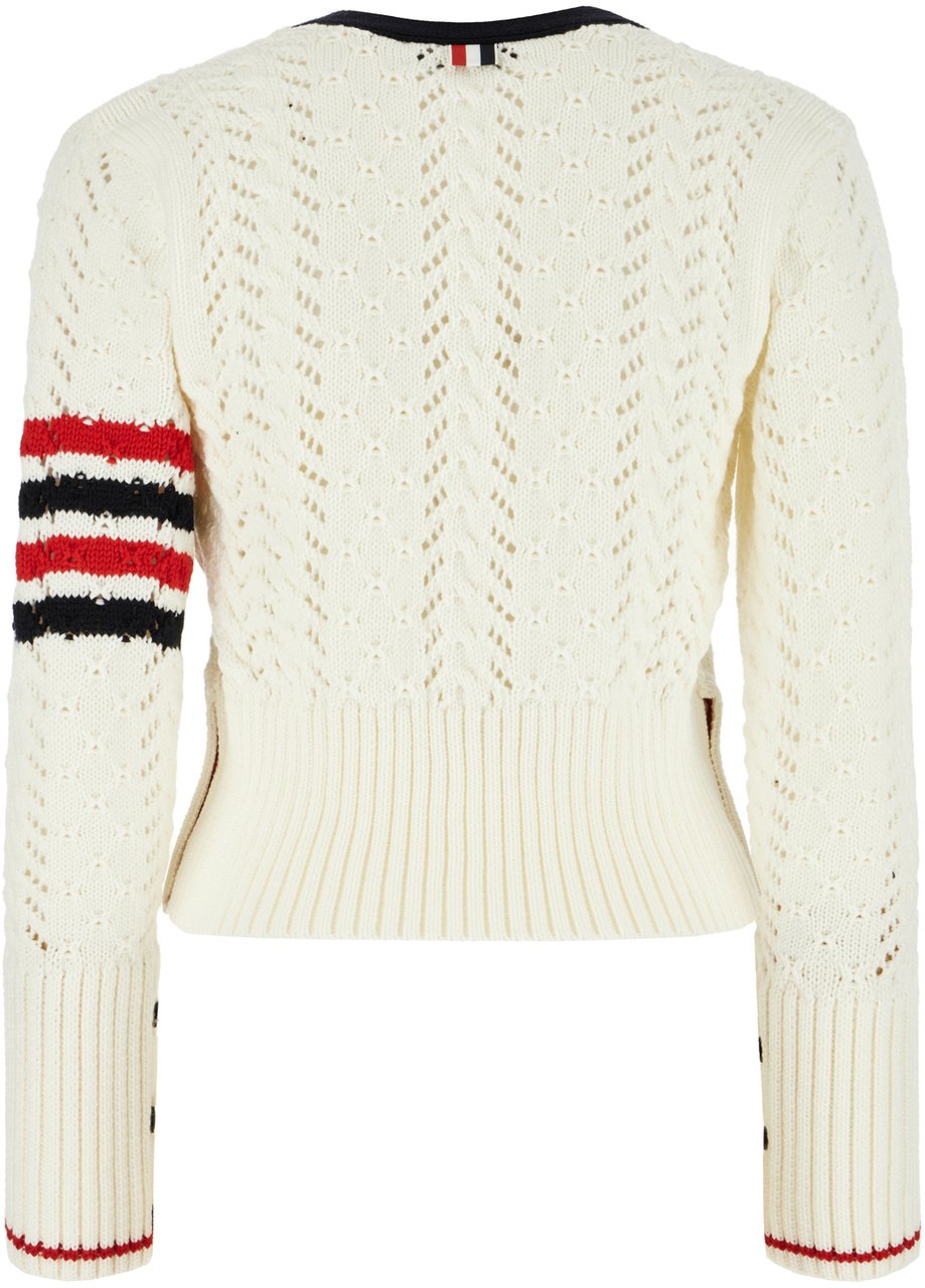 Thom Browne Thom Browne Ivory wool cardigan Neutraal