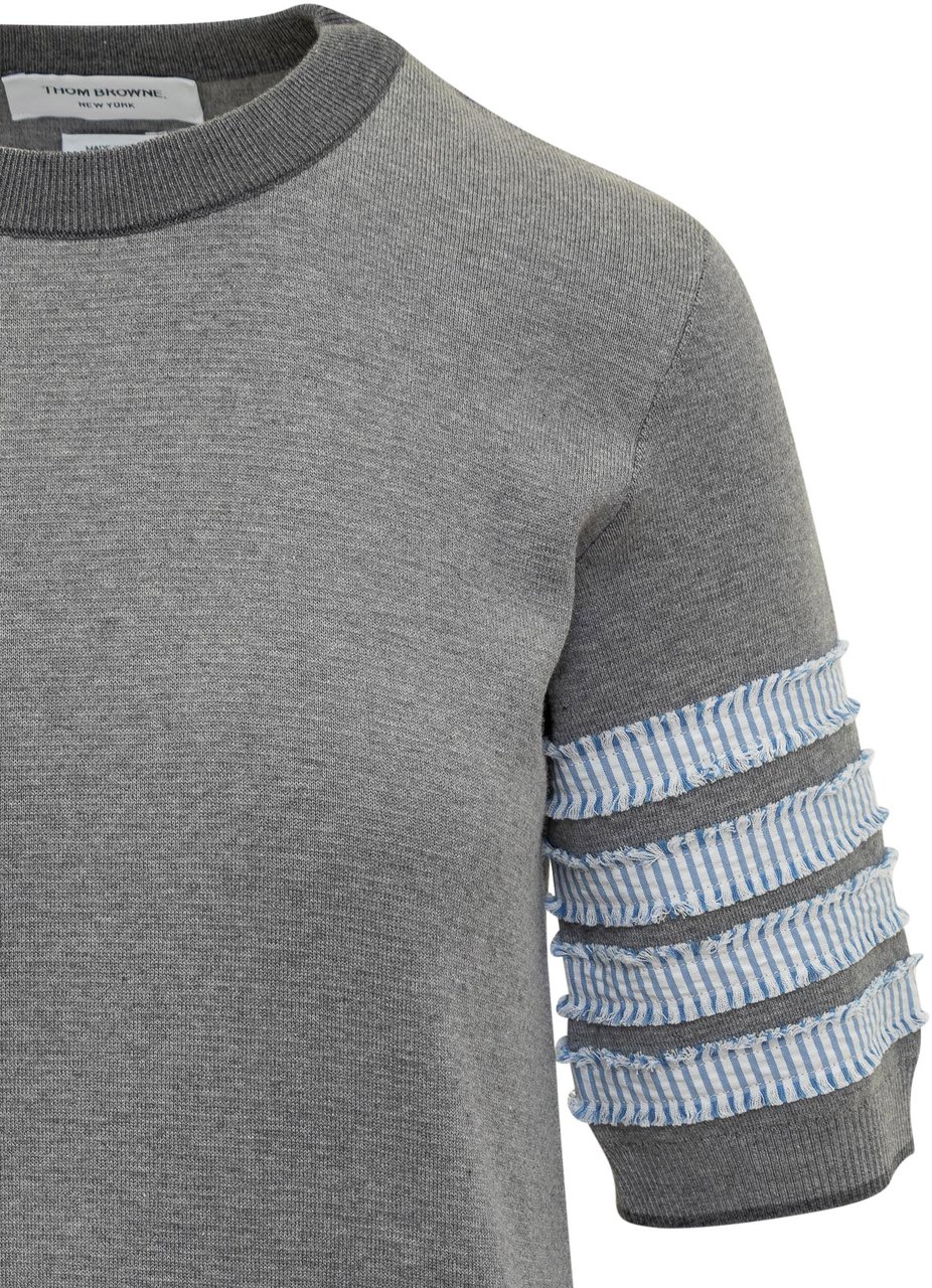 Thom Browne Abito in Cotone con Logo 4Bar Grijs