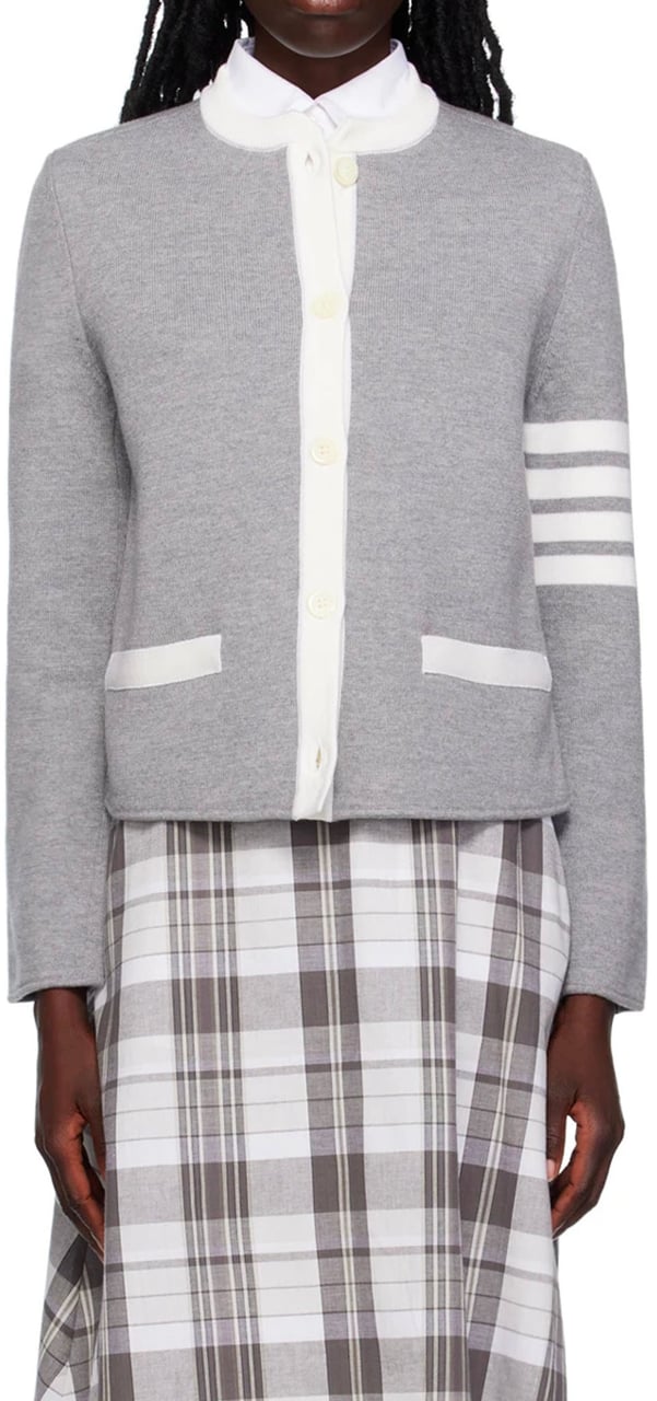 Thom Browne Thom Browne 4- Bar Wool Cardigan Grijs