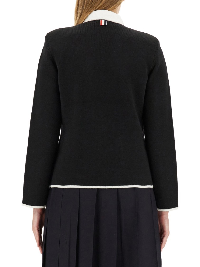 Thom Browne Single-Breasted Collarless Jacket Zwart