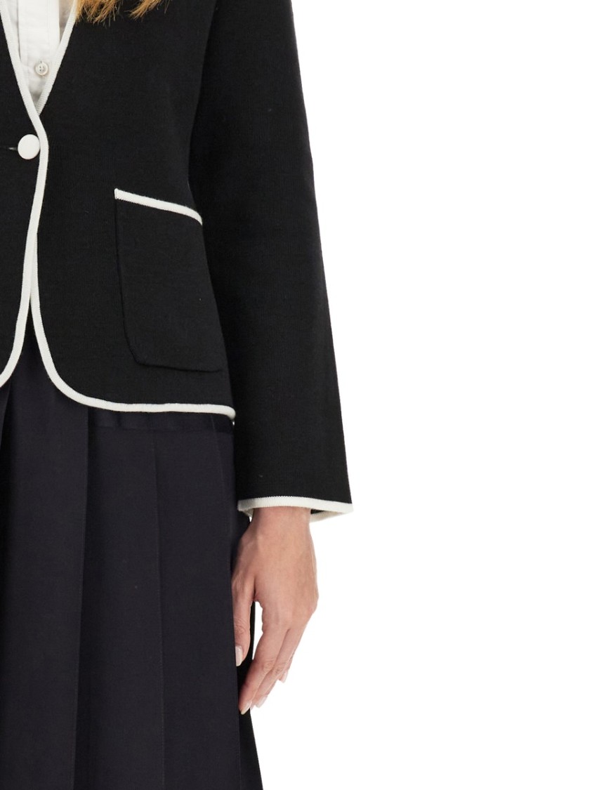 Thom Browne Single-Breasted Collarless Jacket Zwart
