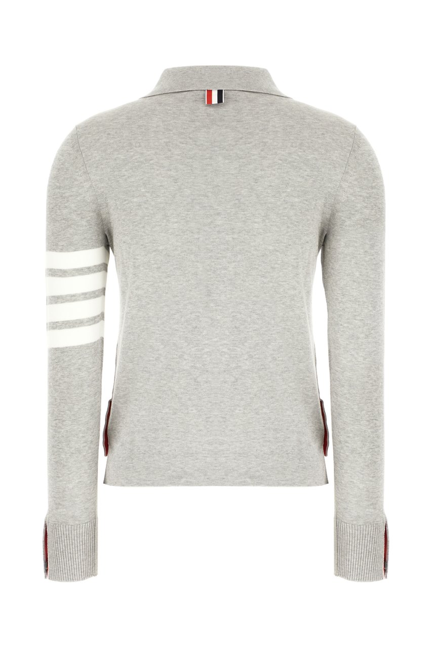Thom Browne Thom Browne Melange grey cotton polo shirt Grijs