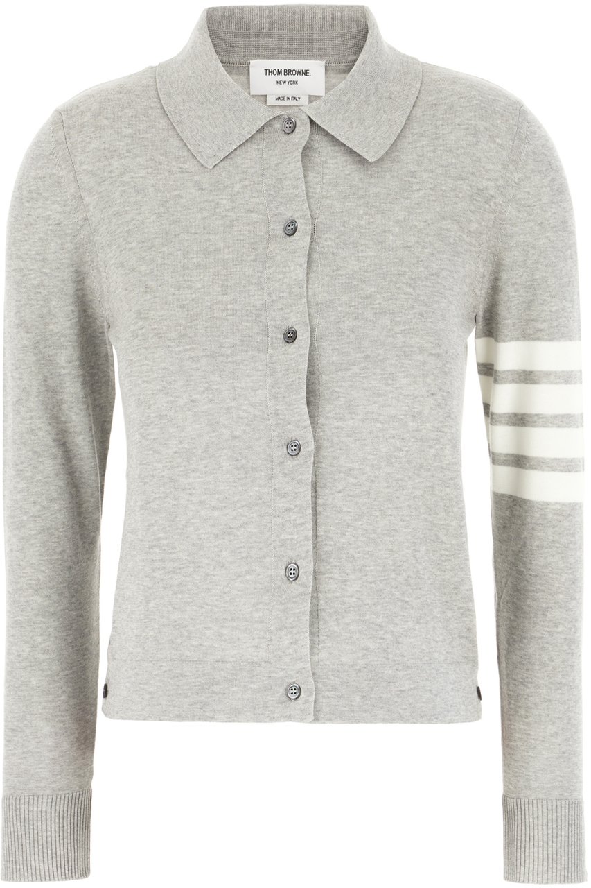 Thom Browne Thom Browne Melange grey cotton polo shirt Grijs