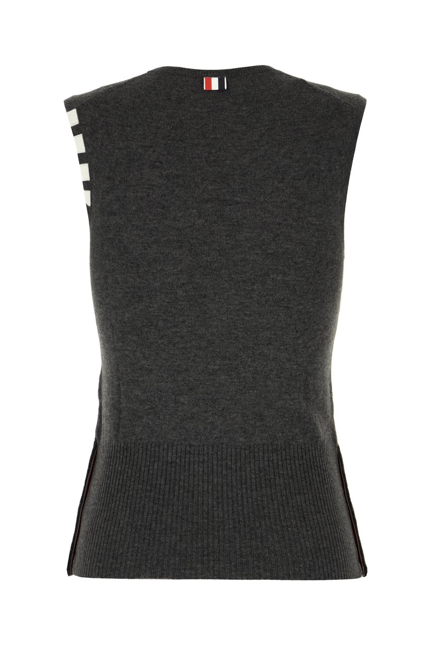 Thom Browne Thom Browne Graphite cashmere sleeveless sweater Grijs