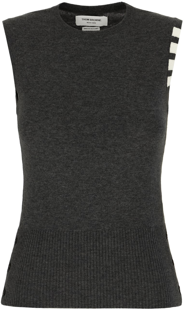 Thom Browne Thom Browne Graphite cashmere sleeveless sweater Grijs