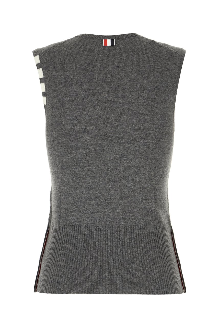 Thom Browne Thom Browne Dark grey cashmere sleeveless sweater Grijs