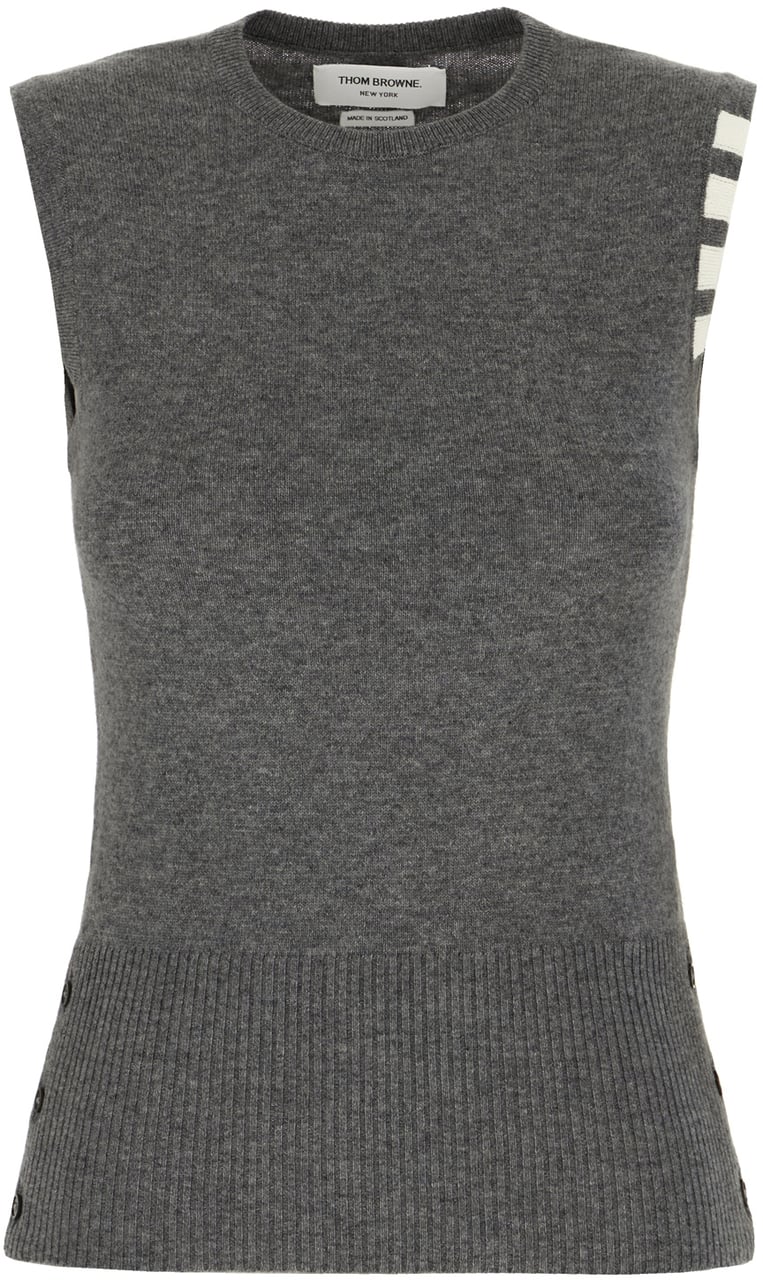 Thom Browne Thom Browne Dark grey cashmere sleeveless sweater Grijs
