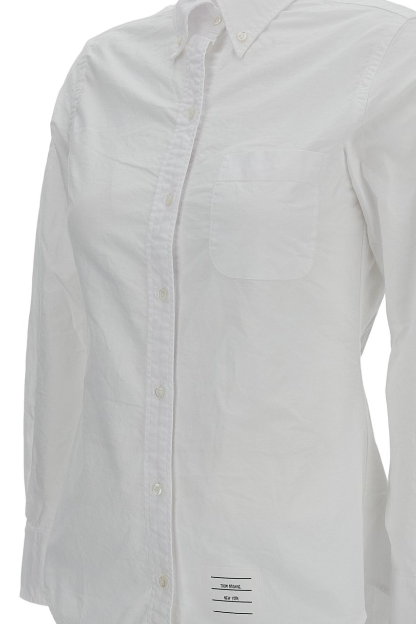 Thom Browne Oxford Long-Sleeved Shirt with Button-Down Collar Wit