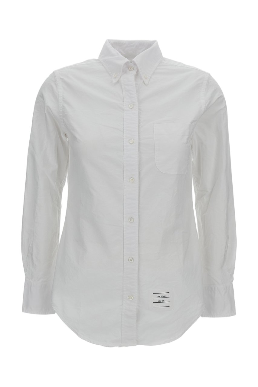Thom Browne Oxford Long-Sleeved Shirt with Button-Down Collar Wit