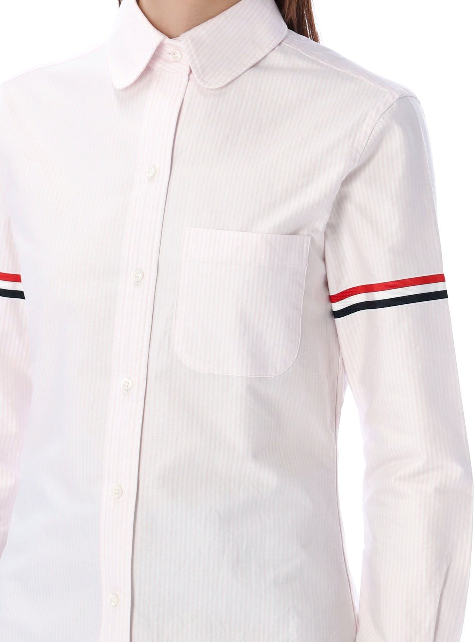 Thom Browne Classic Round Collar Shirt W/ Rwb Grosgr Lt Pink Roze