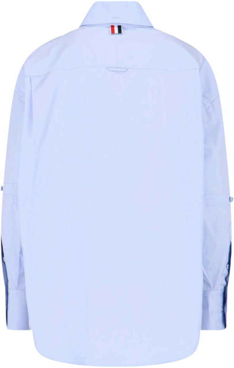 Thom Browne Supersized Point Collar Long Sleeve Shirt Blauw