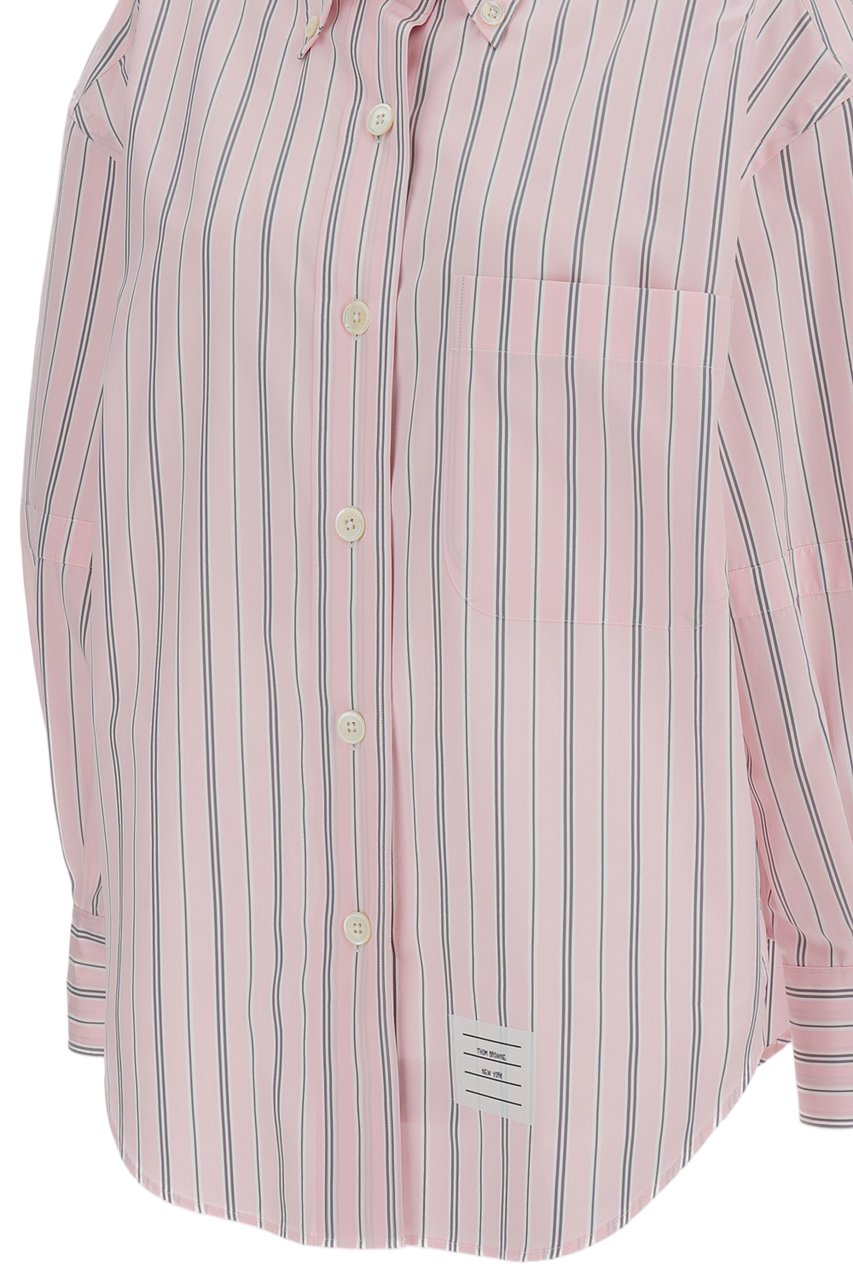 Thom Browne Pink Supersized Striped Cotton Shirt Roze