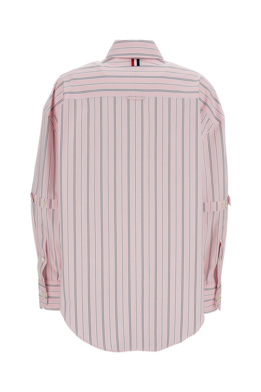 Thom Browne Pink Supersized Striped Cotton Shirt Roze
