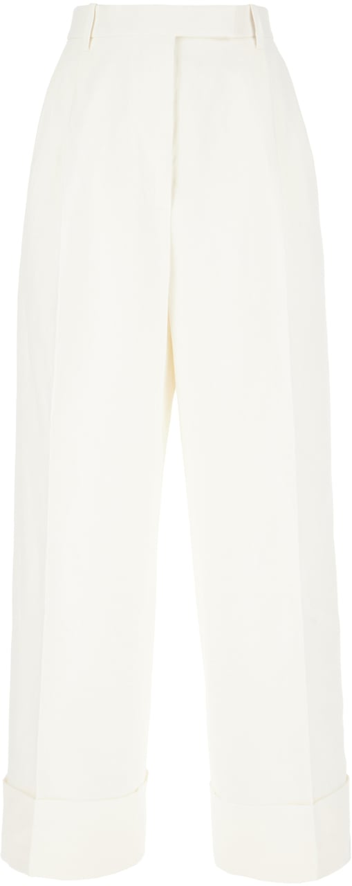 Thom Browne Thom Browne Ivory cotton blend pants Neutraal