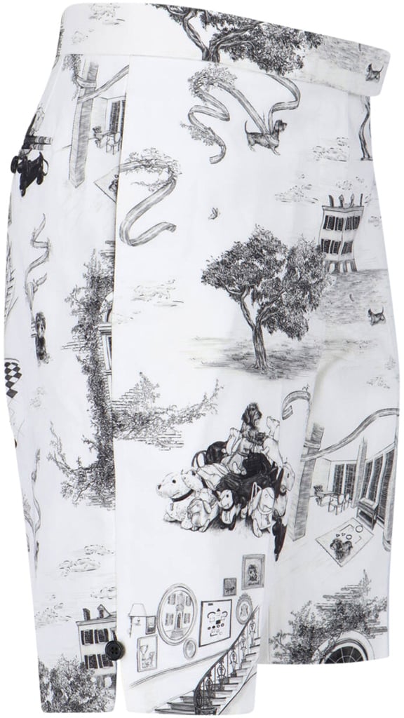 Thom Browne White Hector Toile Print Cotton Shorts Wit