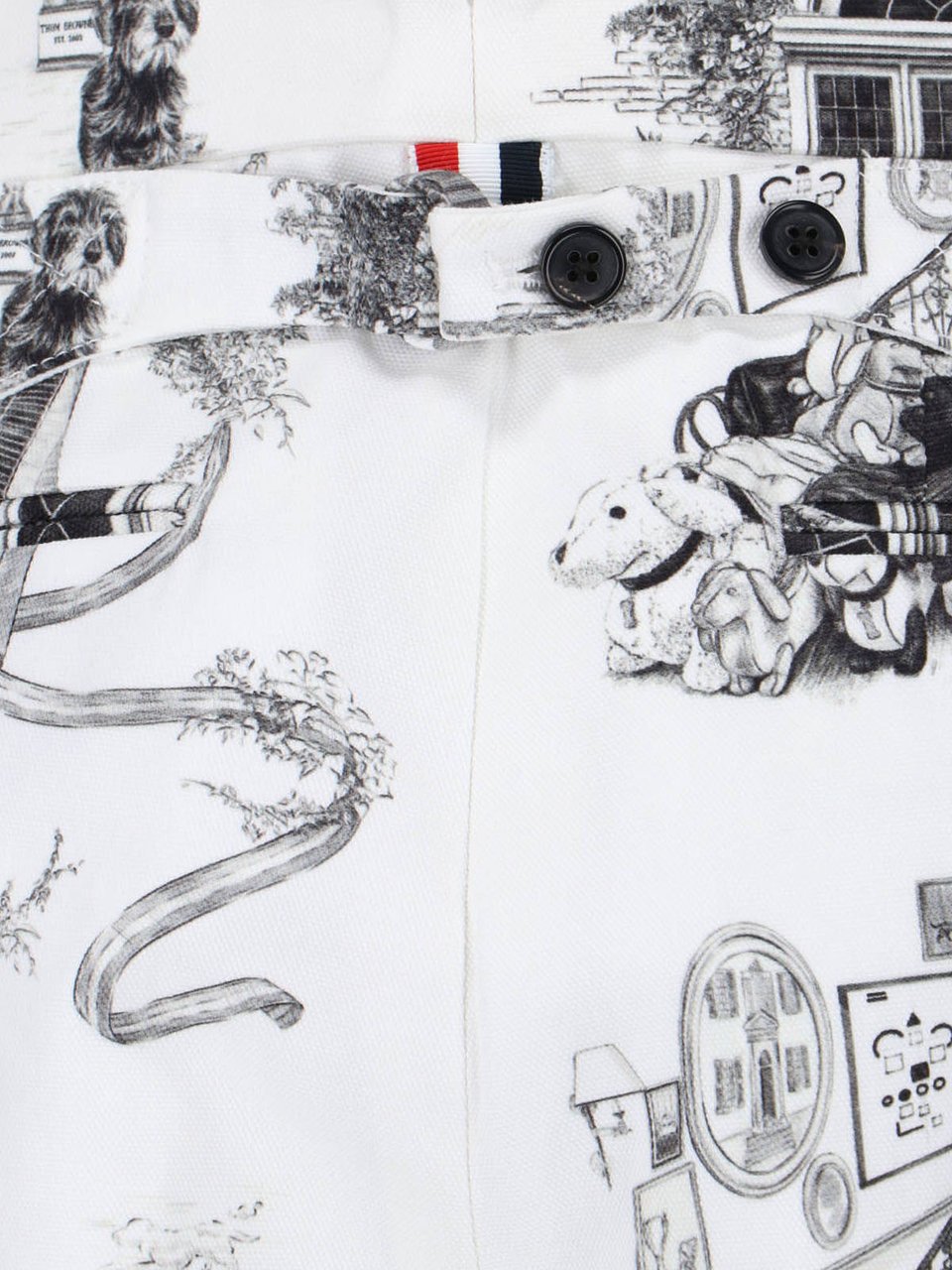 Thom Browne White Hector Toile Print Cotton Shorts Wit