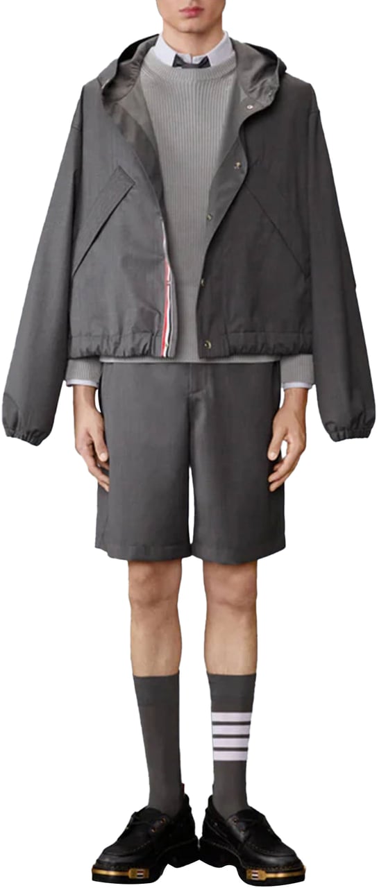 Thom Browne Trui met katoenen veststeek en 4-streeps constructie. Lichtgrijs