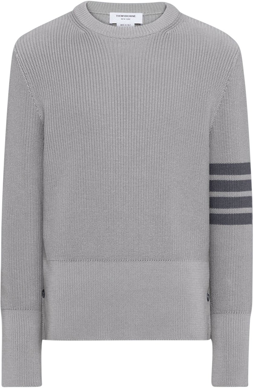 Thom Browne Trui met katoenen veststeek en 4-streeps constructie. Lichtgrijs