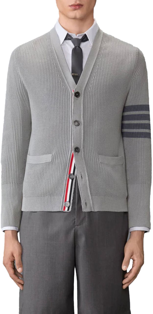 Thom Browne Geverfd vest met 4 strepen Lichtgrijs
