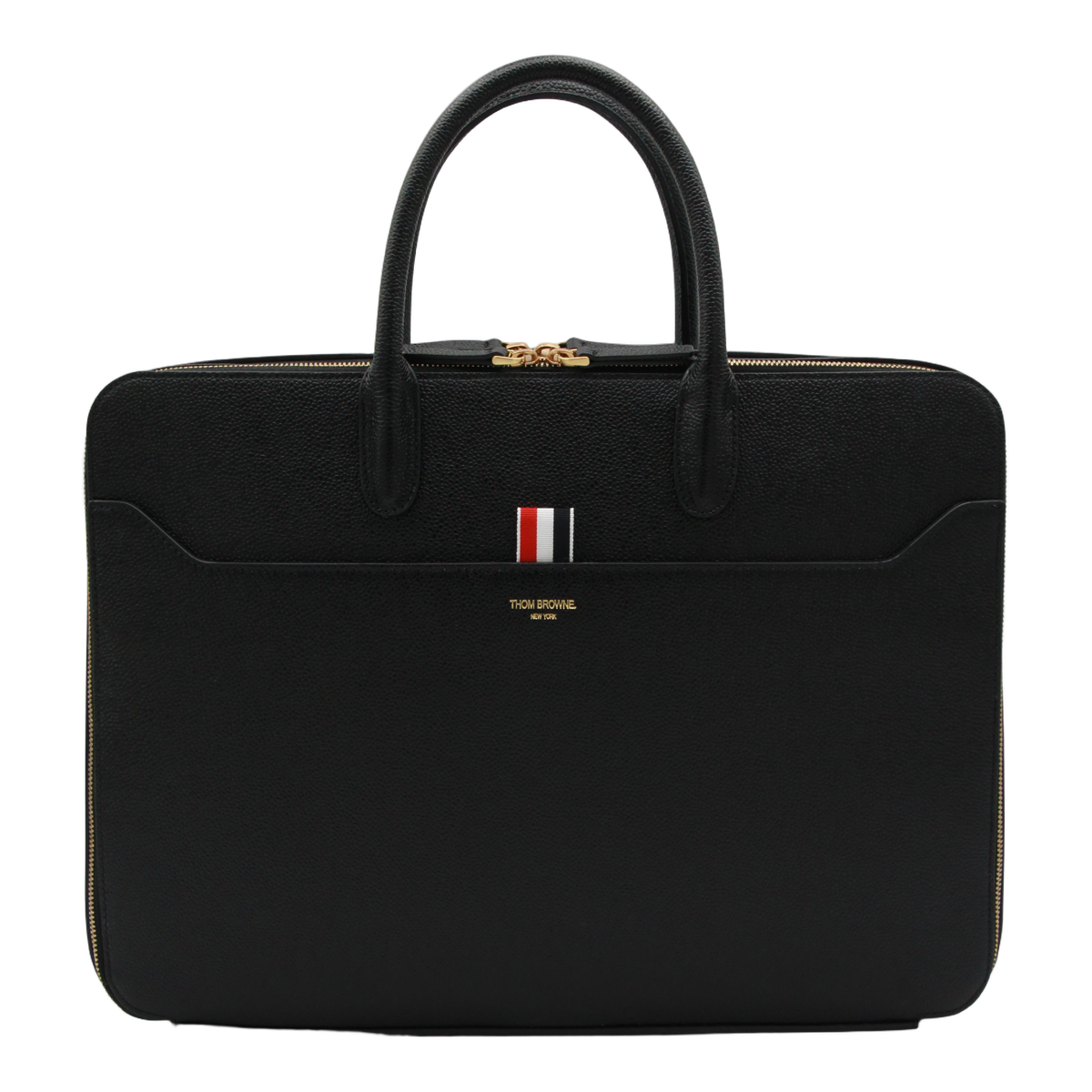Thom Browne Structured Black Briefcase-Style Bag with Textured Surface Zwart
