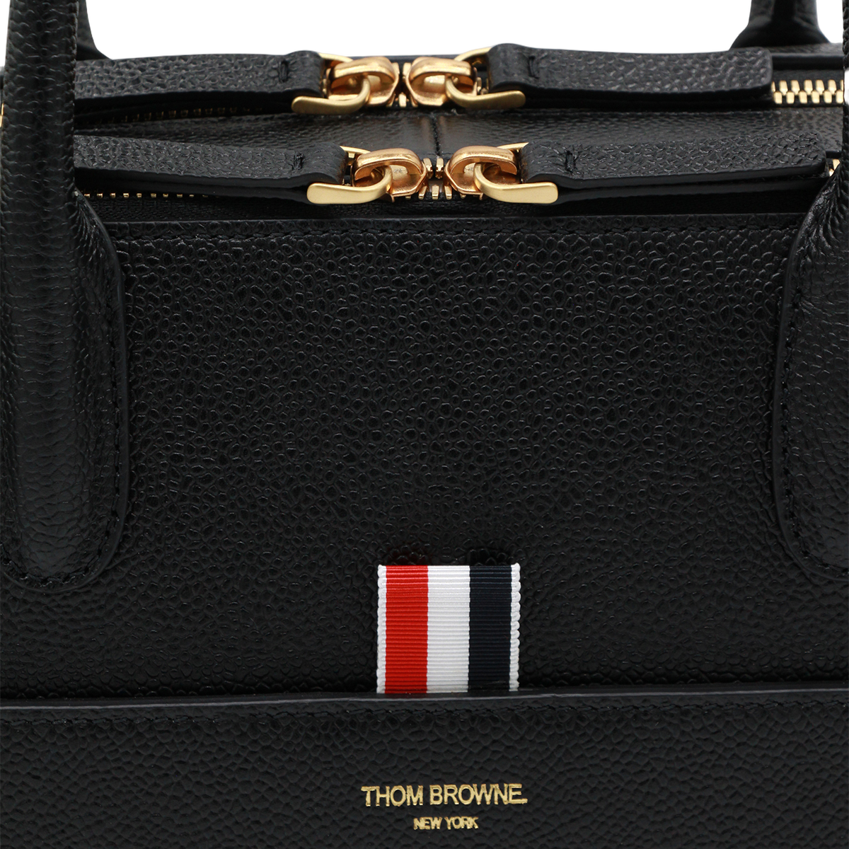 Thom Browne Structured Black Briefcase-Style Bag with Textured Surface Zwart