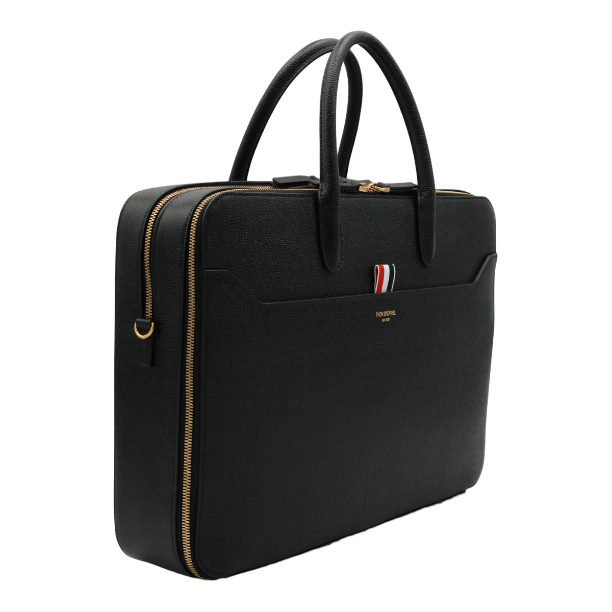 Thom Browne Structured Black Briefcase-Style Bag with Textured Surface Zwart