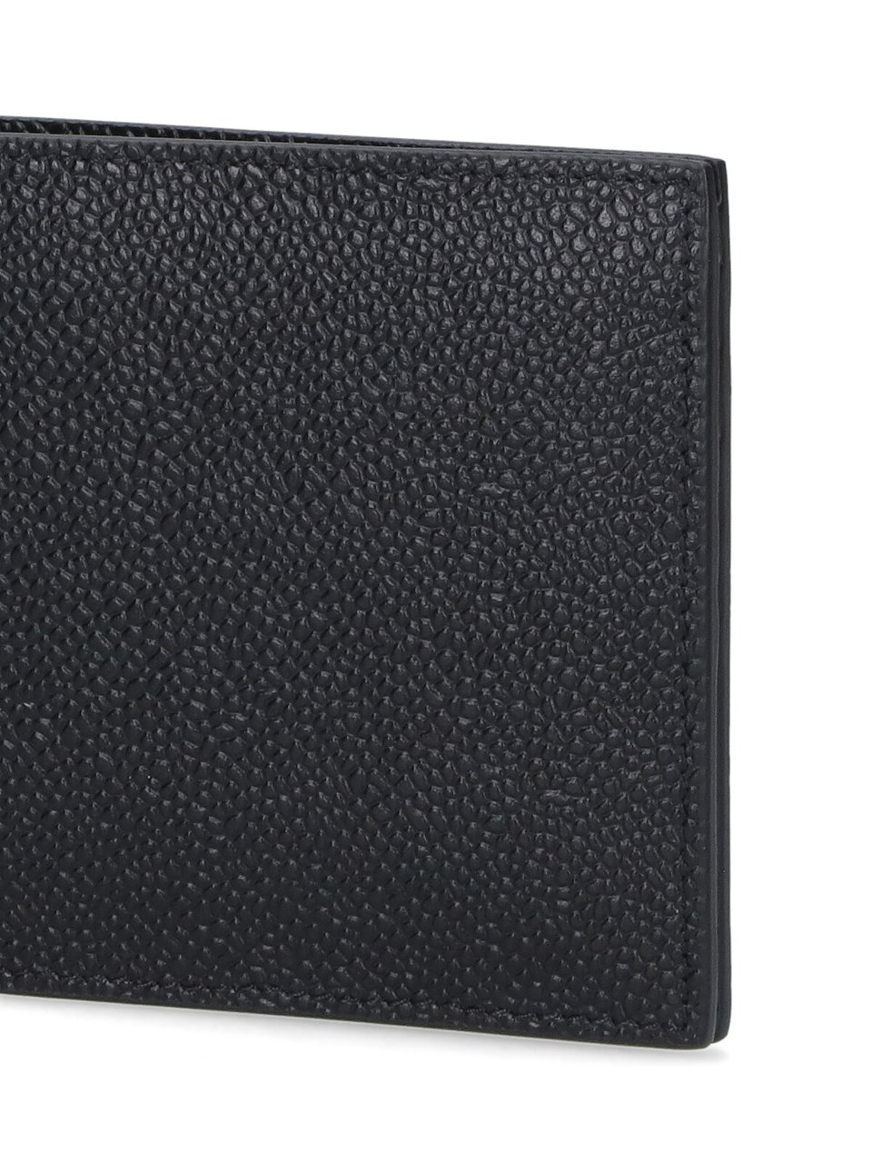 Thom Browne Textured Bifold Wallet with Striped Interior Detail Zwart