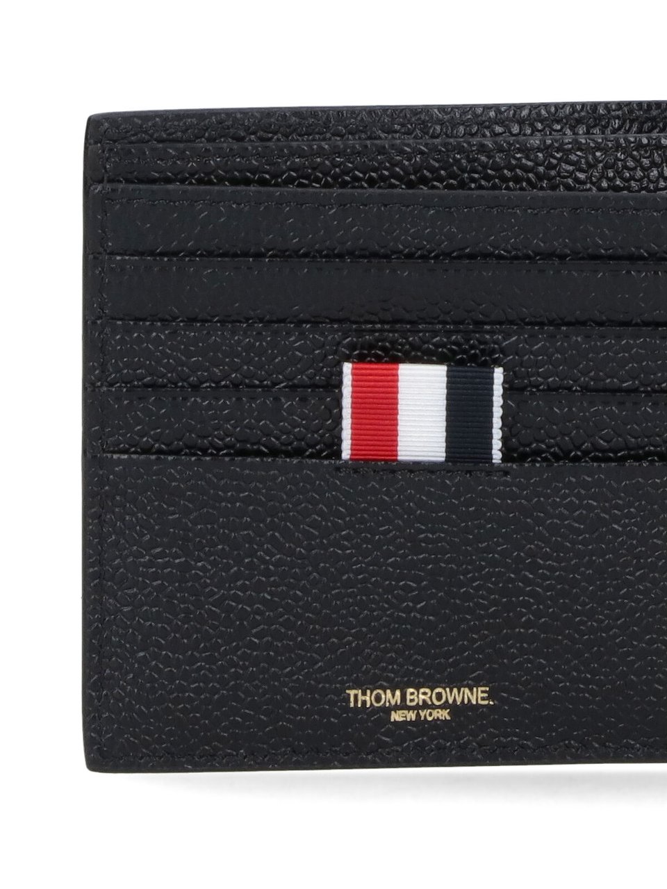 Thom Browne Textured Bifold Wallet with Striped Interior Detail Zwart