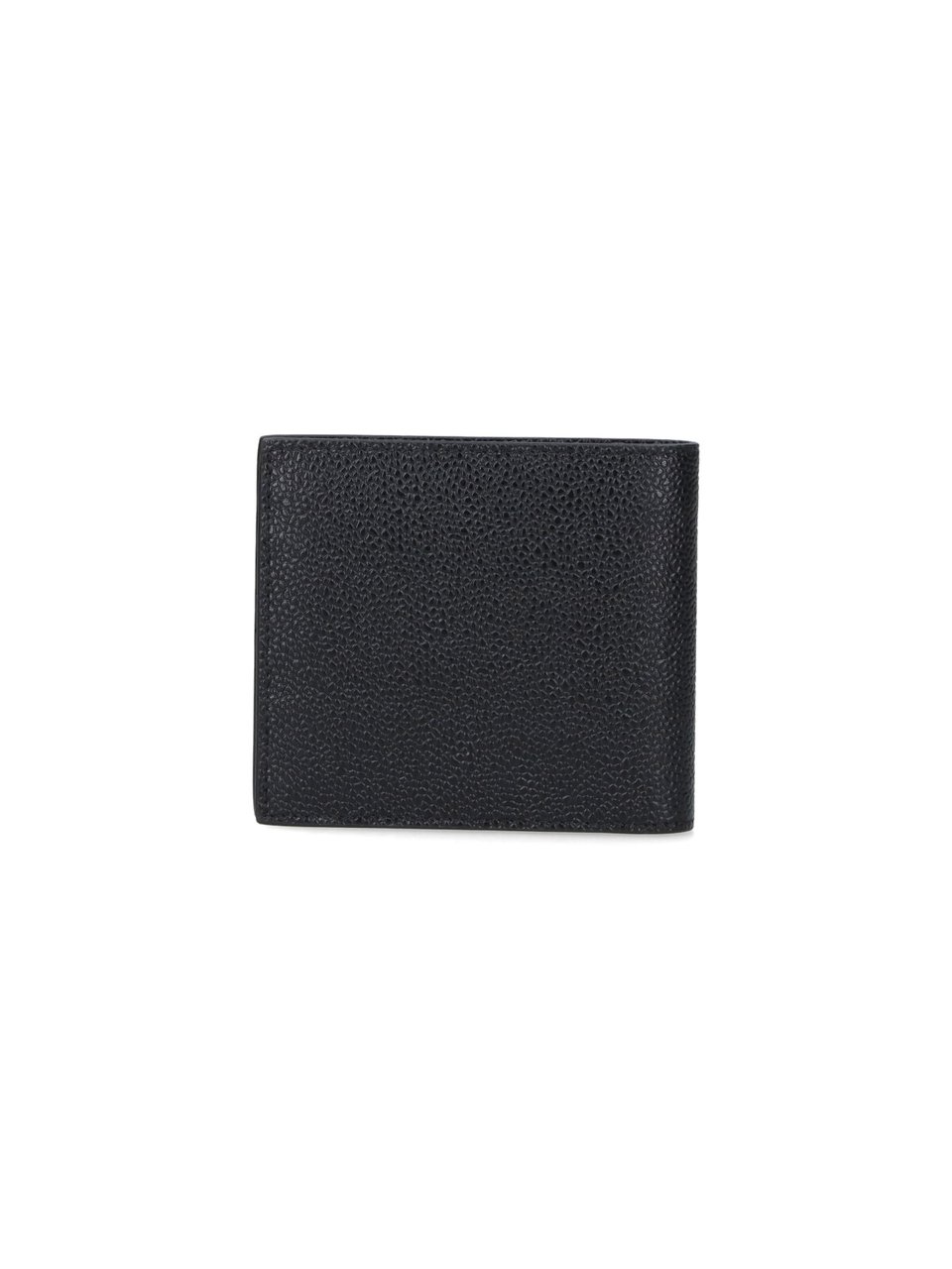 Thom Browne Textured Bifold Wallet with Striped Interior Detail Zwart