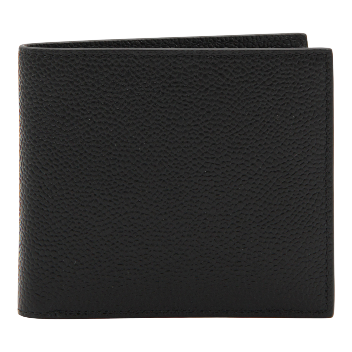 Thom Browne Textured Leather Bifold Wallet With Clean Lines Zwart