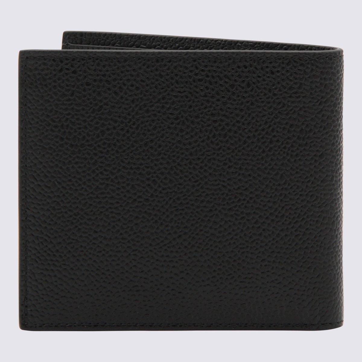 Thom Browne Textured Leather Bifold Wallet With Clean Lines Zwart