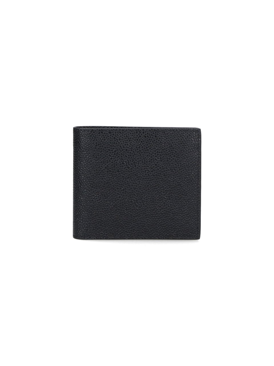 Thom Browne Textured Bifold Wallet with Striped Interior Detail Zwart