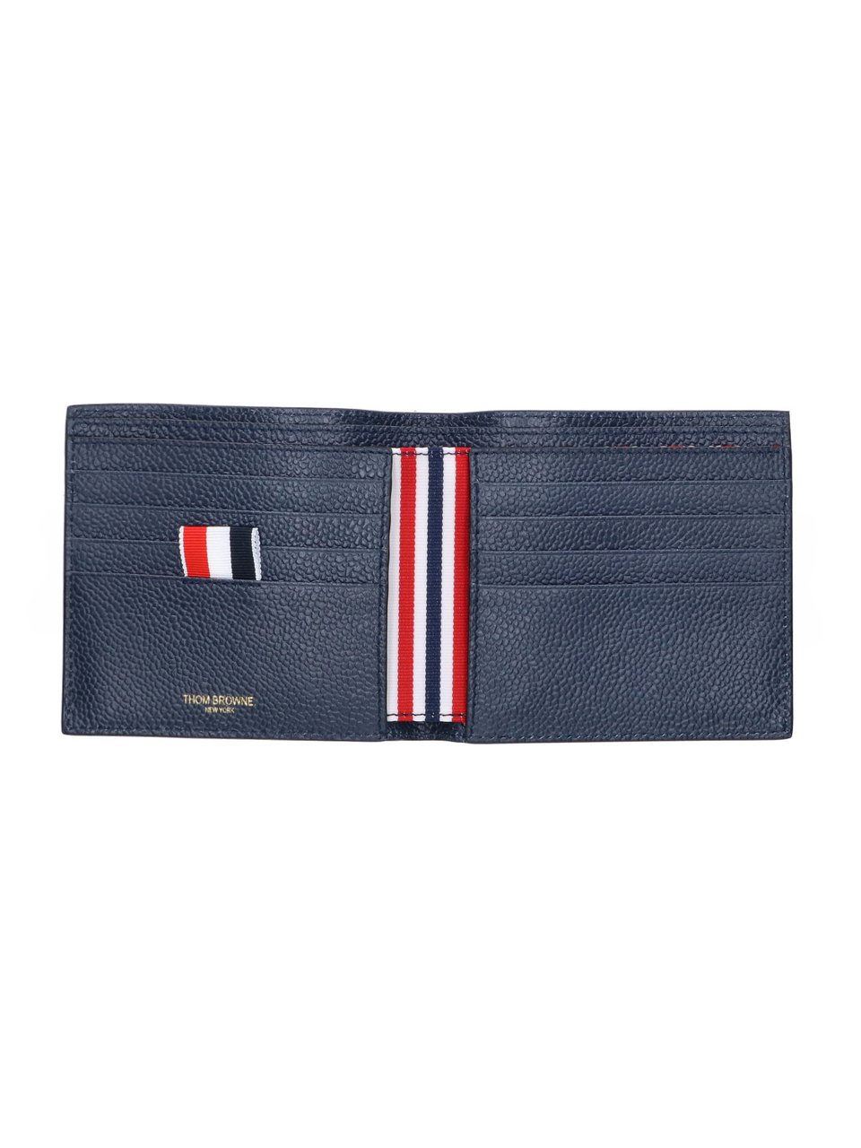 Thom Browne Blue Textured Leather Bifold Wallet Blauw