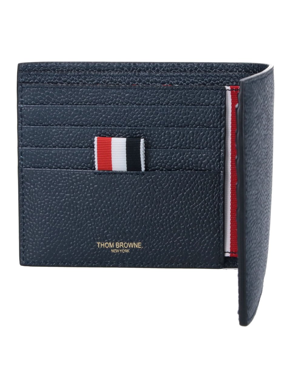 Thom Browne Blue Textured Leather Bifold Wallet Blauw