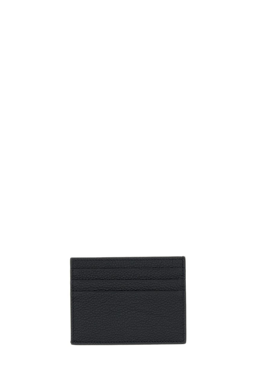 Thom Browne Black Pebbled Leather Card Holder Zwart