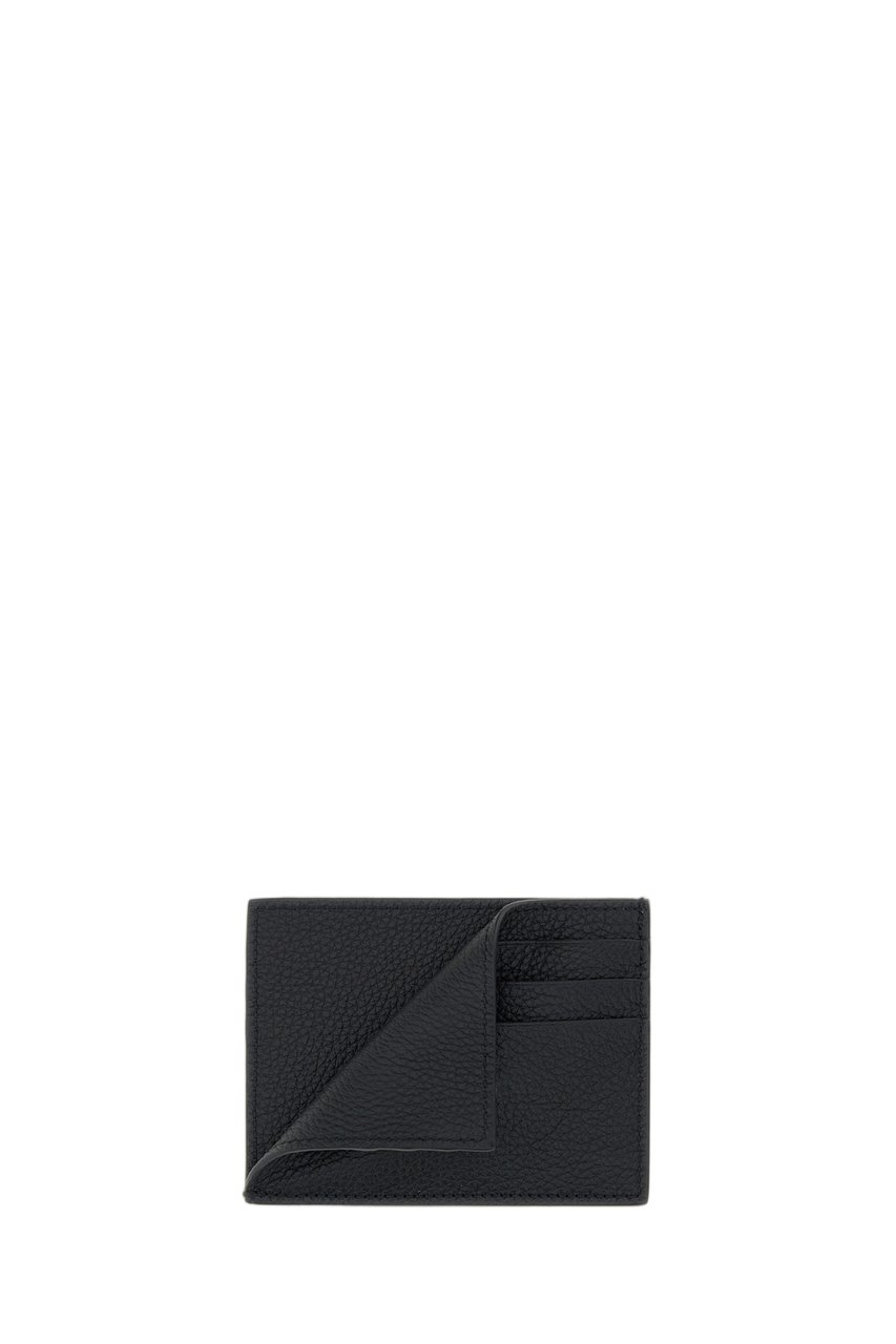 Thom Browne Black Pebbled Leather Card Holder Zwart