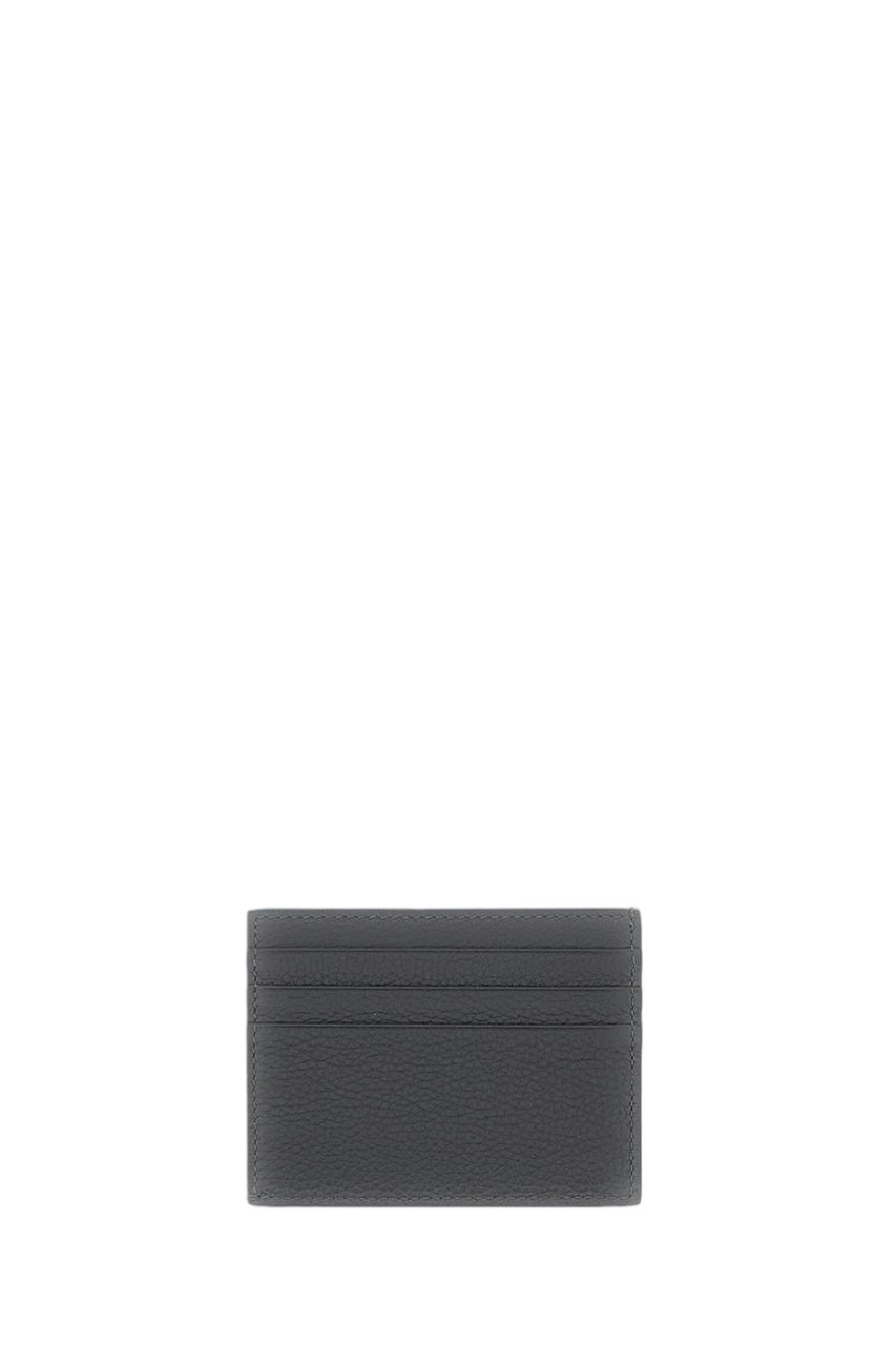 Thom Browne Grey Pebbled Leather Card Holder Grijs