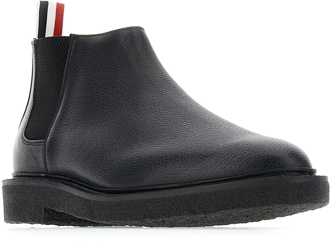 Thom Browne Thom Browne Black leather ankle boots Zwart