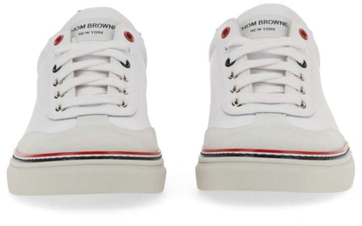 Thom Browne Low-Top Leather Sneaker Wit