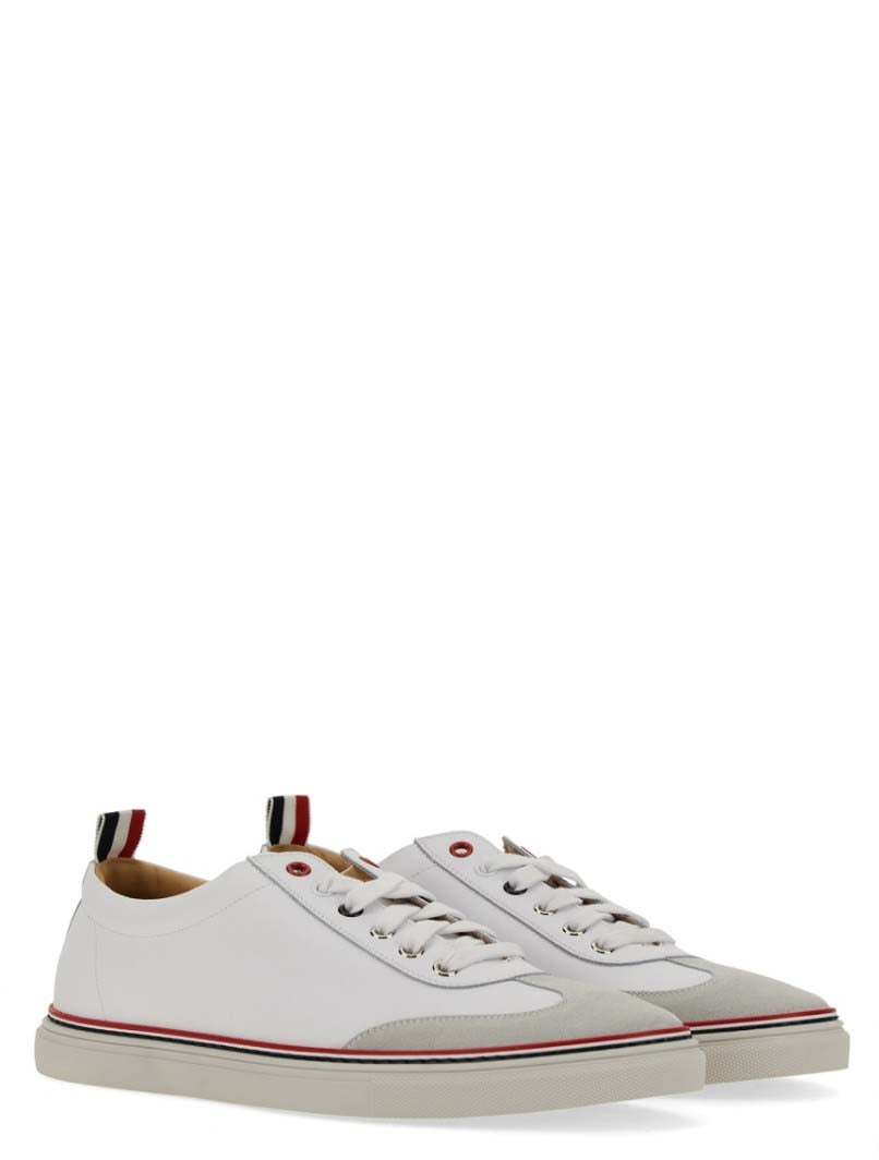 Thom Browne Low-Top Leather Sneaker Wit