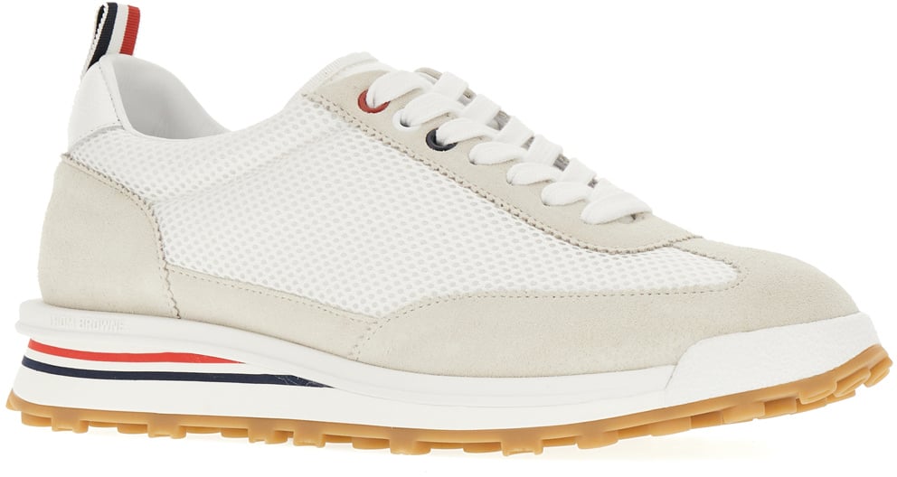 Thom Browne Thom Browne Two-tone leather and mesh sneakers Divers