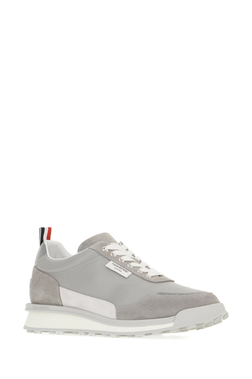 Thom Browne Thom Browne Grey leather and suede Alumni sneakers Grijs