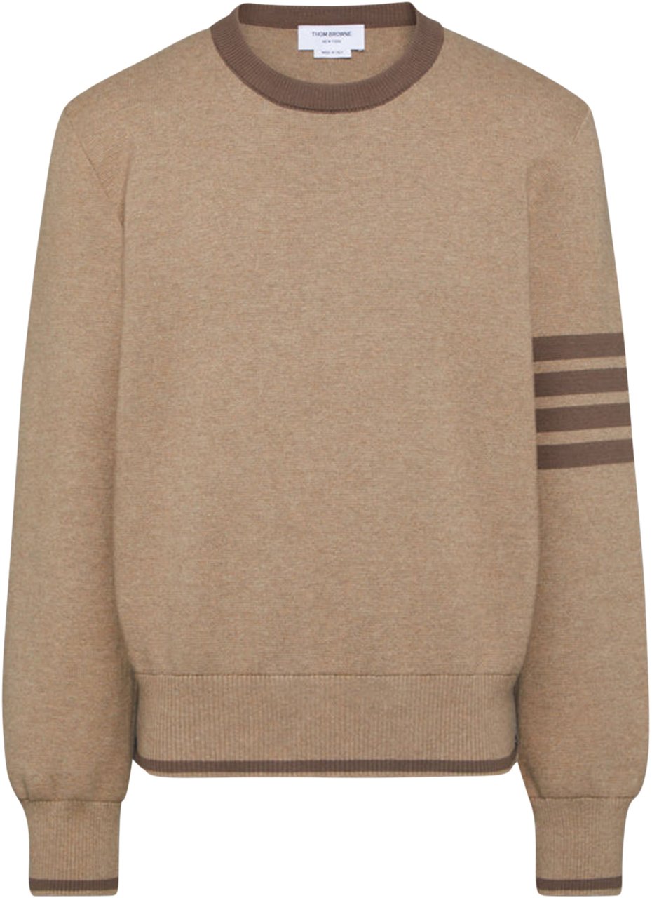 Thom Browne MILANO STITCH 4 BAR CREWNECK Beige