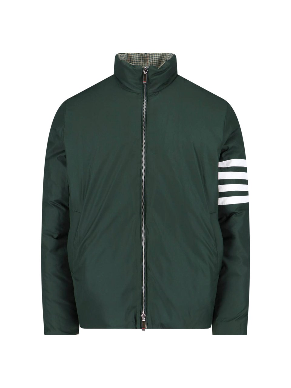 Thom Browne "Houndstooth Reversible" Down Jacket – Green/Black Groen