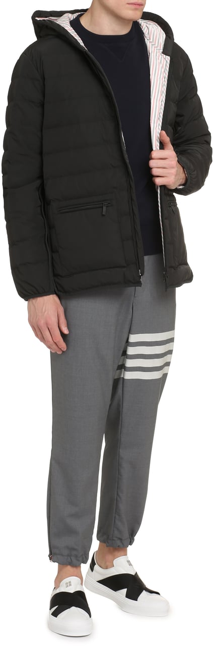 Thom Browne Hooded down jacket Zwart