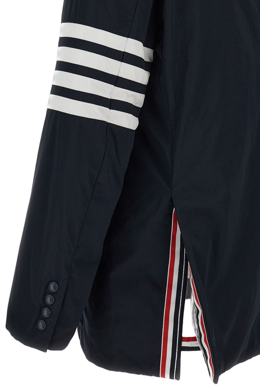 Thom Browne Down-Filled Overcoat with Signature 4-Bar Stripe Motif Blauw